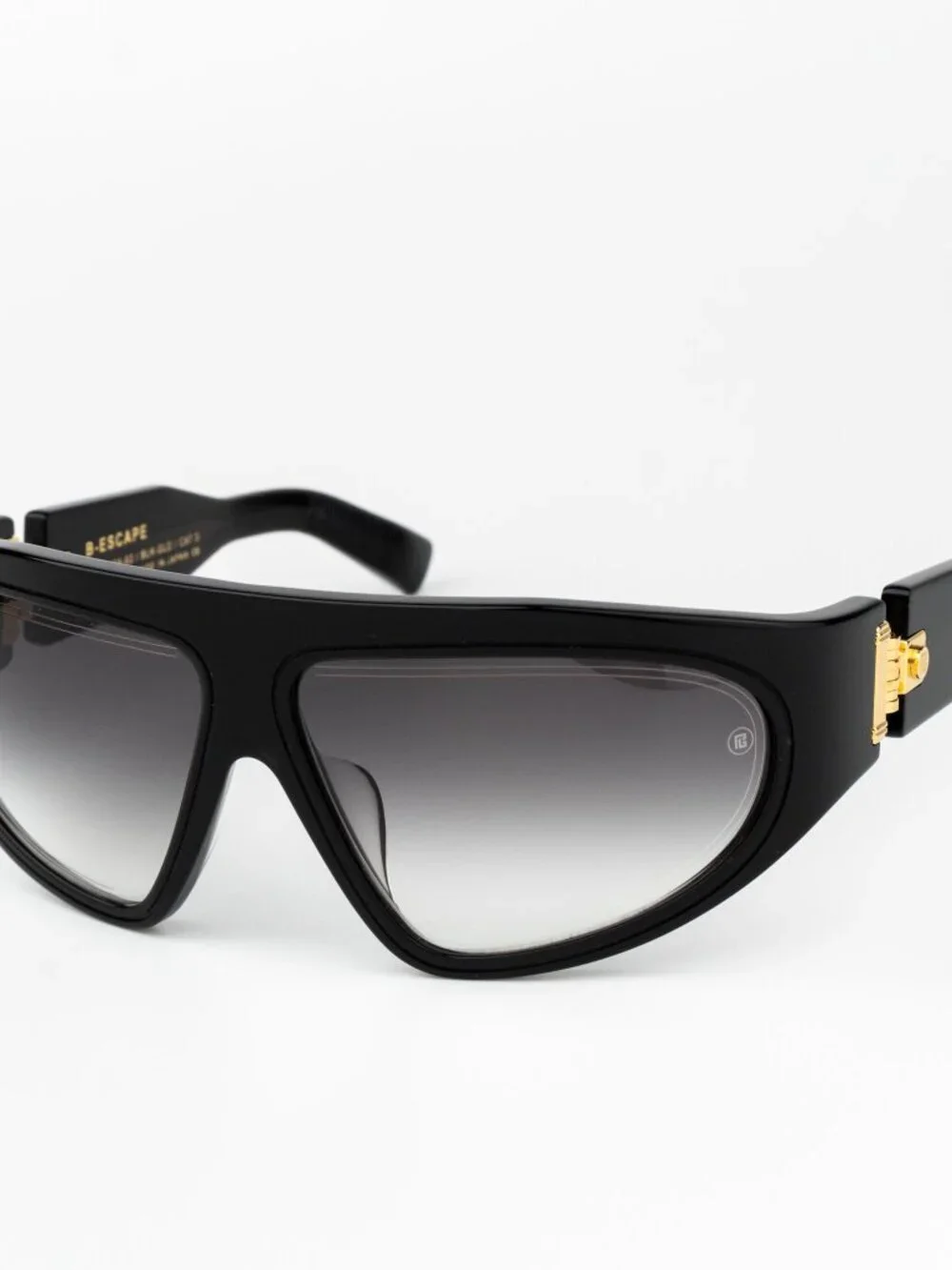 Balmain Men Sunglasses Titanium Black Gold Gradient Wraparound B-ESCAPE BPS-143A